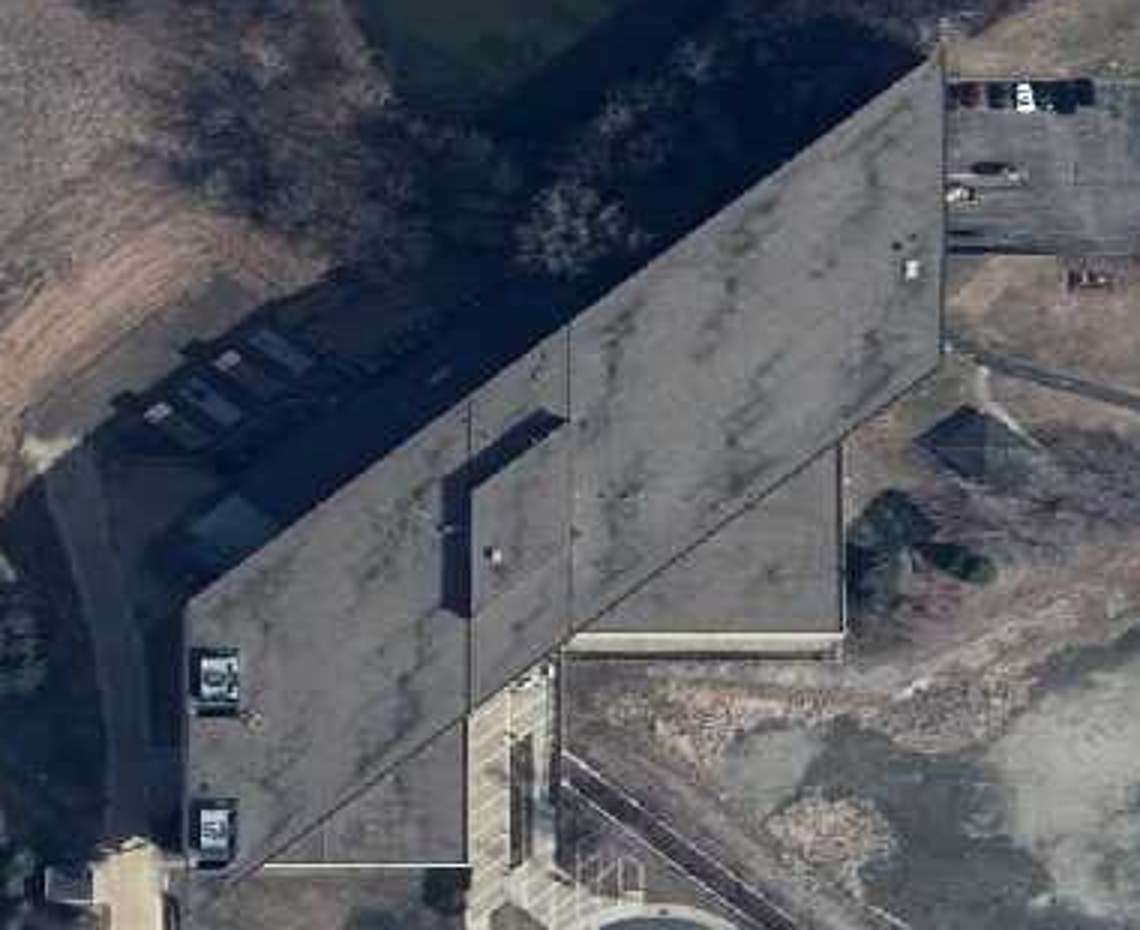 Detailed aerial photograph of 500 Bielenberg facility footprint and cooling infrastructure